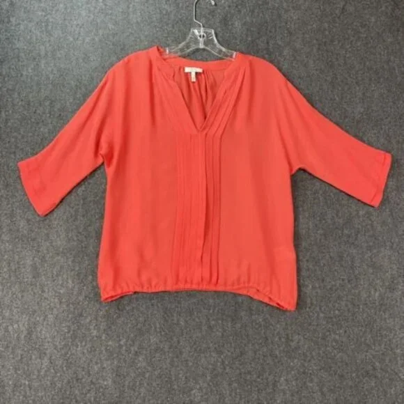 Joie Tops Joie Marru Silk Blouse Womens Xs Coral Popover